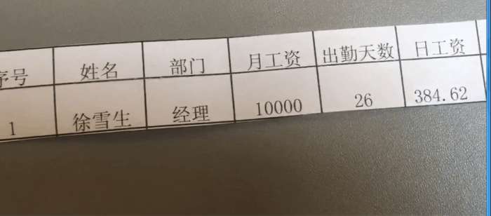正规的个人工资条