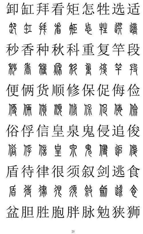 篆字大全对照表(篆体字拍照识别)